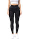 Training Damen Lang Leggings Hohe Taille & Push-up Schwarz