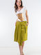 Leinen Plissierte Damenrock Lime