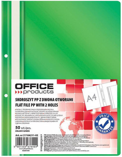 Office Products Dosar Plastic Pp Cu Găuri Șină Grosime 100/170 Microni Set 50 Bucăți Office Products Verde