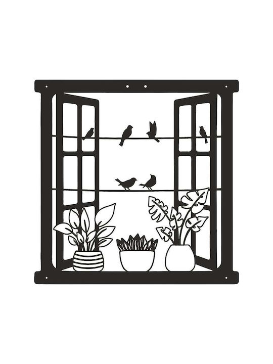 Pakketo Decorative Black Windo Silhouette Made of Metallic 50x1.5x50cm