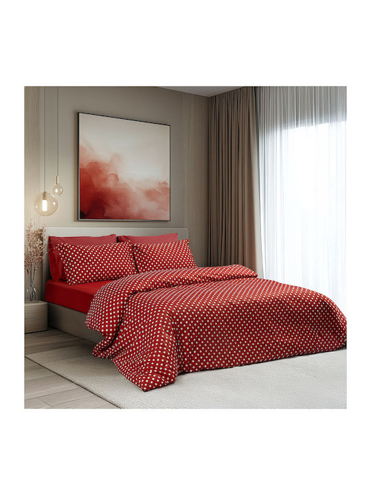 Beauty Home 10101 Set Bed Sheets Super King 240x260cm 4 (4 Pieces) 10101SEYD-Red