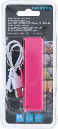 Grundig Power Bank 1800mAh με Θύρα USB-A Ροζ