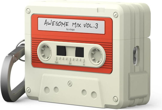 Elago Cassette Tape Hang Silicone Case with Hook in White Color for Apple AirPods Pro 3