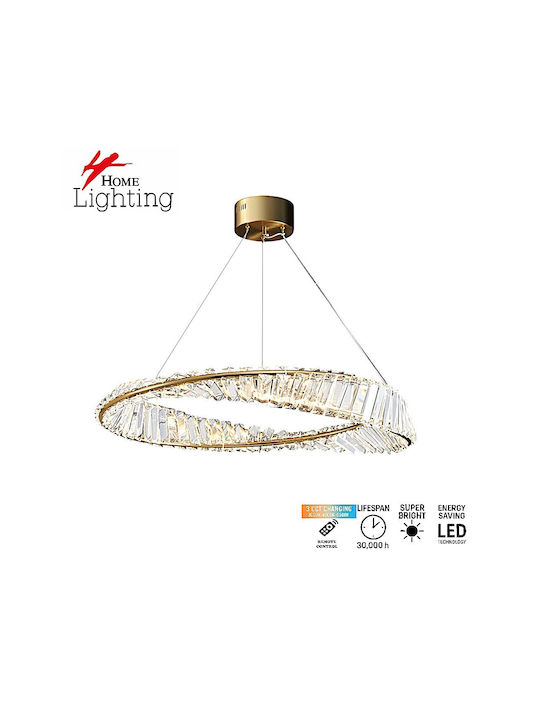 Home Lighting Ovela Ceiling Light 80cm Gold with Integrated LED and Remote Control
