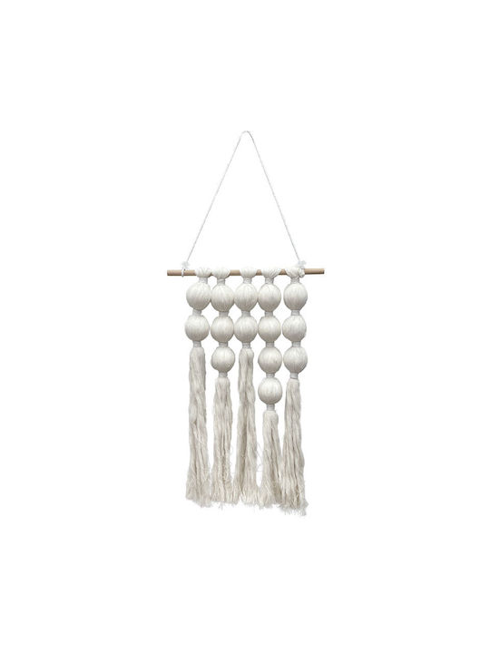 Marhome Macrame Hanging Wall Decor Ecru Fabric 57x30cm