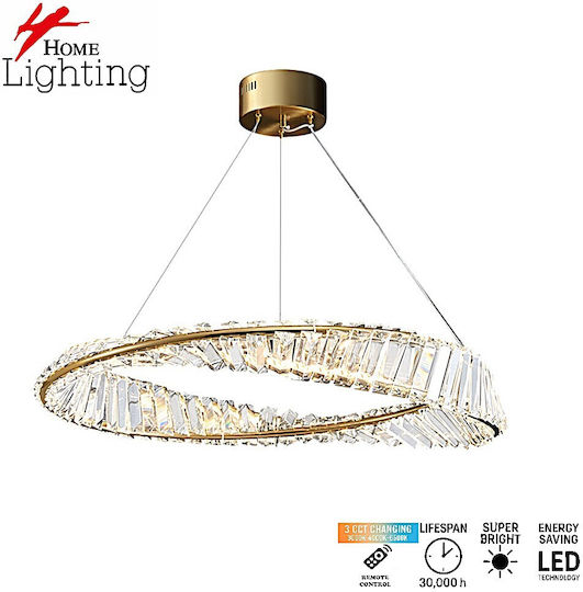 Home Lighting Ovela Πλαφονιέρα Οροφής 60εκ. Χρυσή με Ενσωματωμένο LED και Τηλεχειριστήριο