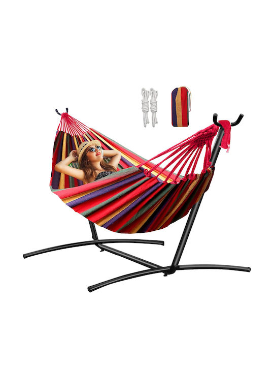 Fabric Hammock with Stand Multicolour 265x100x95cm