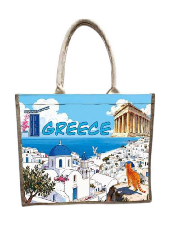 Touristische Einkaufstasche Leinen Reißverschluss Greece 40*34*19cm 871916