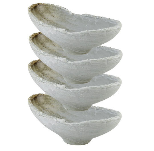 Raki Fuji Decorative Porcelain Gray Bowl 25x15.5x8.5cm 4 Pieces