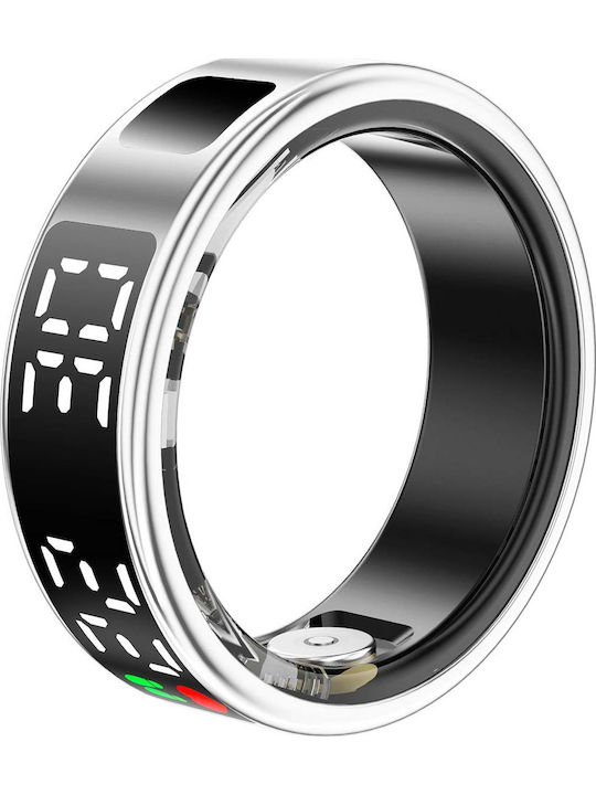 Avizar Saturn Smart Ring 19.8mm Waterproof with Heart Beat Monitor Silver
