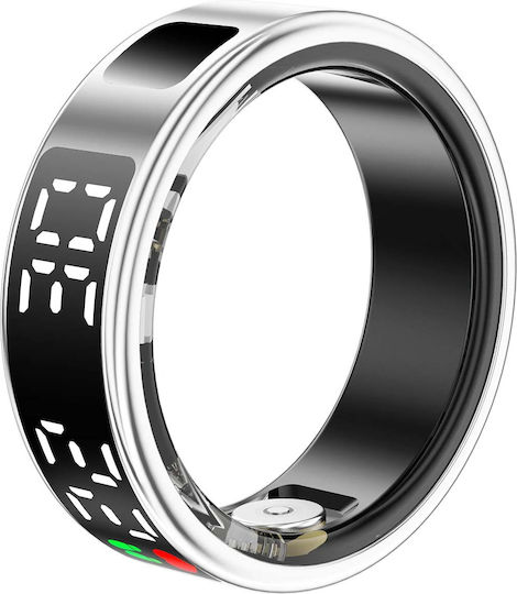 Avizar Saturn Smart Ring 18.1mm with Heart Beat Monitor Silver