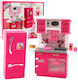 Doll Kitchen Set Refrigerator Oven Accessories Pink