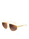 Bottega Veneta Unisex Sunglasses with Gold Metallic Frame and Gold Lens BV1466S 004