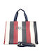 Stoff Damen Tote Tasche Blau