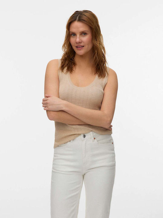 Vero Moda Γυναικείο Αμάνικο Πουλόβερ Μπεζ
