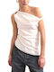 Women's Summer Linen Off-Shoulder Sleeveless Ecru Blouse