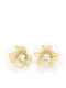 Silver Gold Plated Stud Earrings with Stones