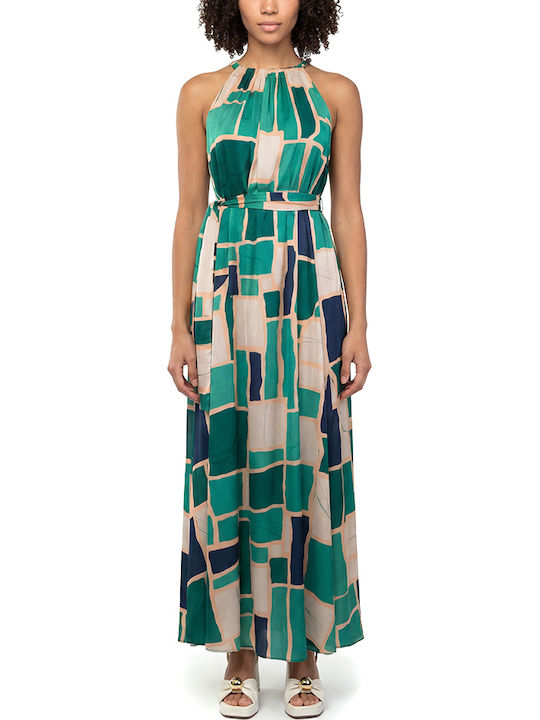 Moutaki Satin Damenkleid Abend Grün Moutaki Satin Damenkleid Abend Grün