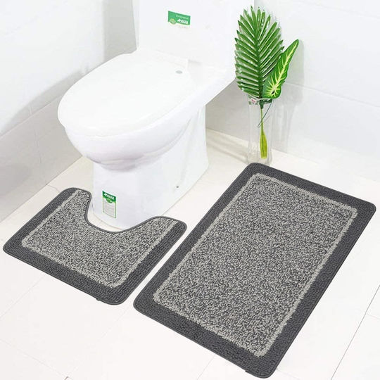 Sidirela Set Badematten Joy E-4534-1 Grau-Schwarz 50x80cm 2 Stück