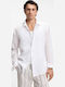 Relegant Long Sleeve Linen Shirt White