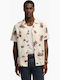 Ovin Kurzärmeliges Herrenhemd Lotus Flower Off-White