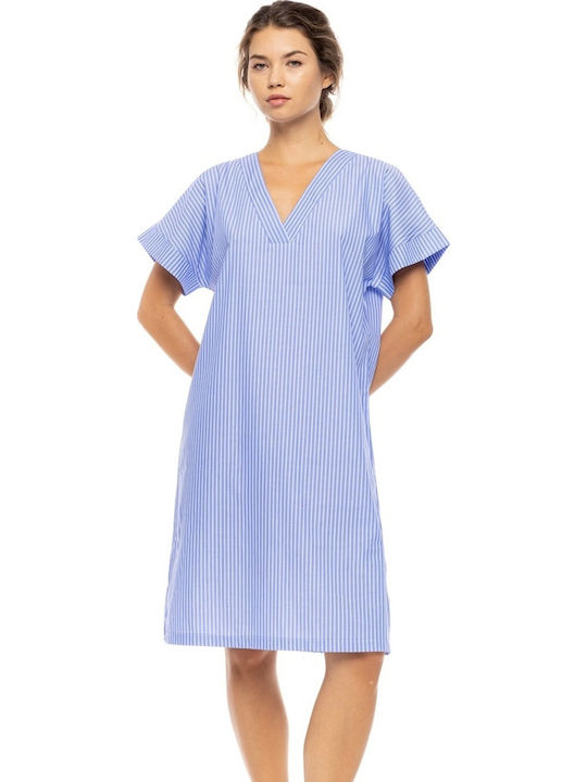 Pink Label Sommerliches Damen-Nachthemd Hellblau