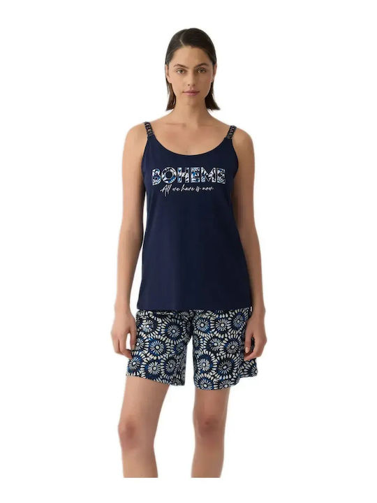 Minerva Minerva Sommer Schlafanzug Set Blau Boheme