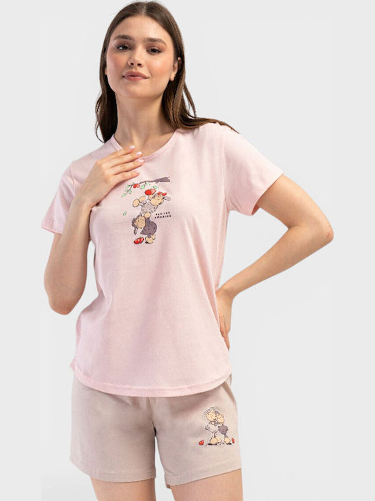 Vienetta Secret Summer Women's Pink Pyjama Set