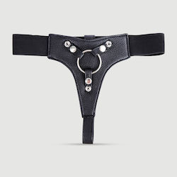 Δερμάτινο Strap On Harness Ρυθμιζόμενους Ιμάντες & Κρίκο Leather Strap On Harness Adjustable Straps & O Ring – Μαύρο