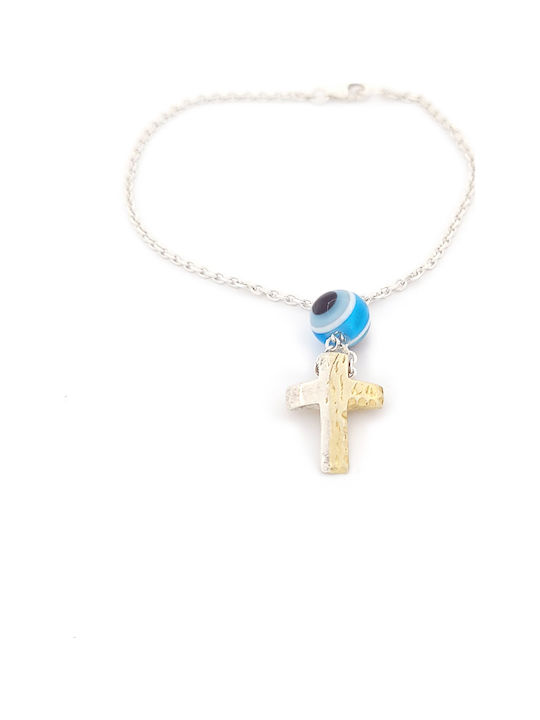 Kinder Sicherheitsnadel-Anhänger aus Silber mit Kreuz für Jungen