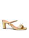 Mules With Chunky High Heel In Gold Colour SP-HC624-26ML-Gold