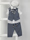 Bambolino Baptism Suit with Vest for Boy Linen Blue
