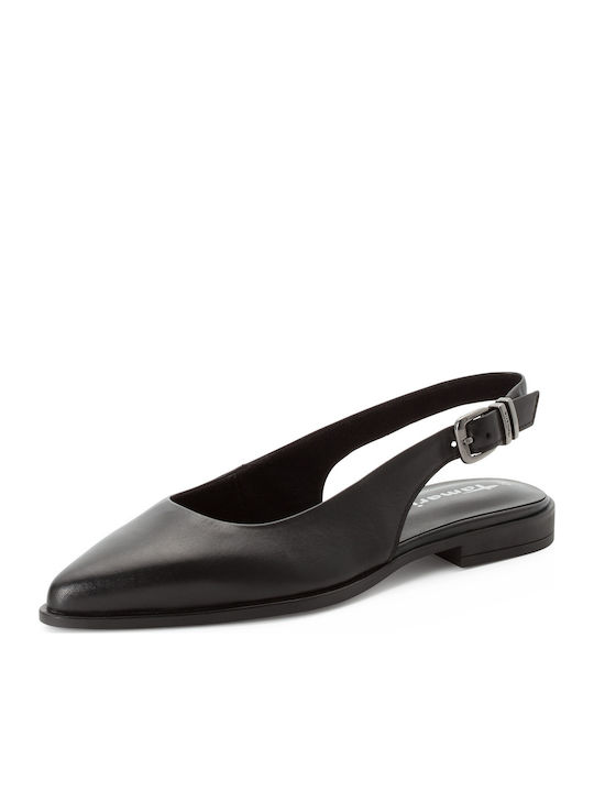Leder Damen Ballerinas Spitz zulaufend in Schwarz