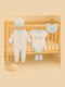Serafino Sleep Rompers Set White and Blue 5 Pieces