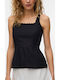 Singlet Women's Blouse Cotton Sleeveless Black