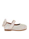 Kids Ballerinas with Hoop & Loop Closure Fabric Ecru