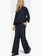 Women's High Rise Pantaloons with Rubber Band in Palazzo Fit Blue
