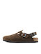 Leather Winter Women's Slippers Brown Regular Fit