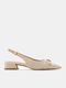 Pointed Toe Heels With Low Heel Beige