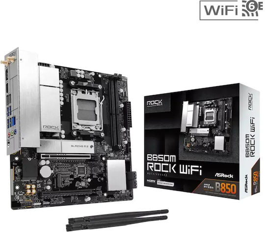 ASRock B850M Rock WiFi Motherboard Micro ATX with AMD AM5 Socket 90-MXBU70-A0UAYZ