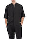 Langärmeliges Overshirt in Normale Passform Schwarz