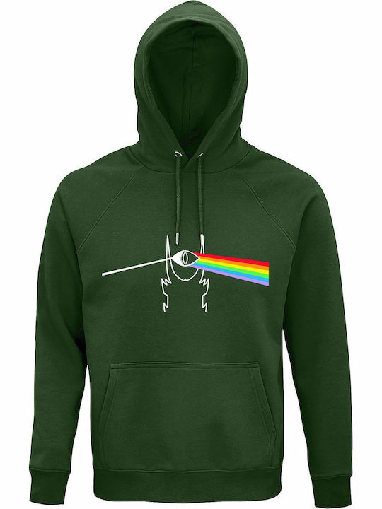 Hoodie Organic Unisex " Lotr Lord Rings Ft Pink Floyd Dark Side Moon " Dark Green