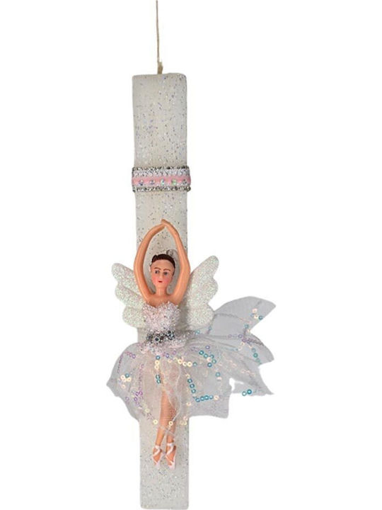 Handgefertigte Beduftete Osterkerze Glitter Mädchen Elf Ballerina Silberrock