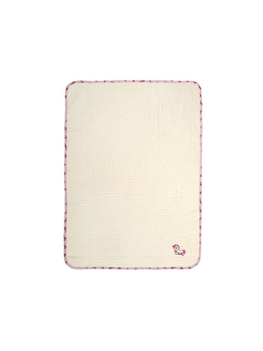 Dimcol Cot Blanket Unicorn Waffle Ecru 100x160cm