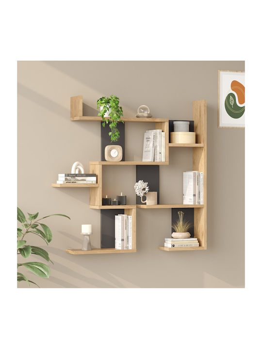 Maze Oak Wall Shelf With Anthracite 93.3x14.5x90cm