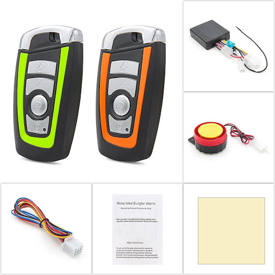 Alarmă Antifurt pentru Motocicletă și Bicicletă 12V Techstar Sirenă 120–125 Db 315 Mhz Telecomandă Wireless Ip55 7 Niveluri de Sensibilitate