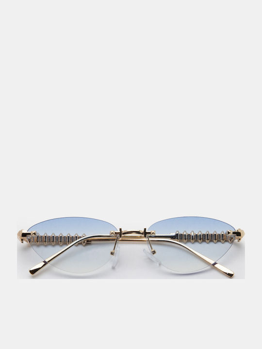 Luigi Unisex Sunglasses with Light Blue Metallic Frame and Light Blue Lens 4865130