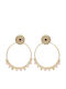 Women's Earrings Dangle Large Hoops Impressive Stainless Steel Yellow Gold Plating Rhodonite Studs 5cm Height 3.6cm Width Silverline 0130551801 Stainless Steel 0130551801
