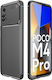Forcell 4g Carbon Fiber Texture Back Cover Σιλικόνης / Tempered Glass Μαύρο (Poco M4 Pro)