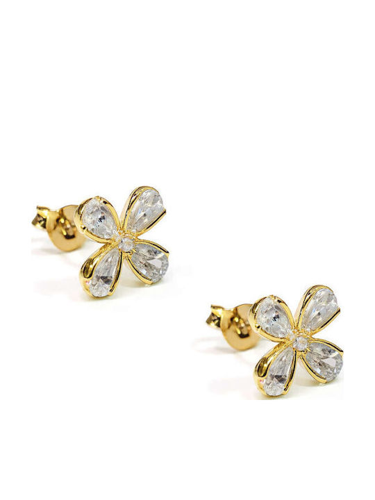 Silvenza Silver Gold Plated Earrings with Stones